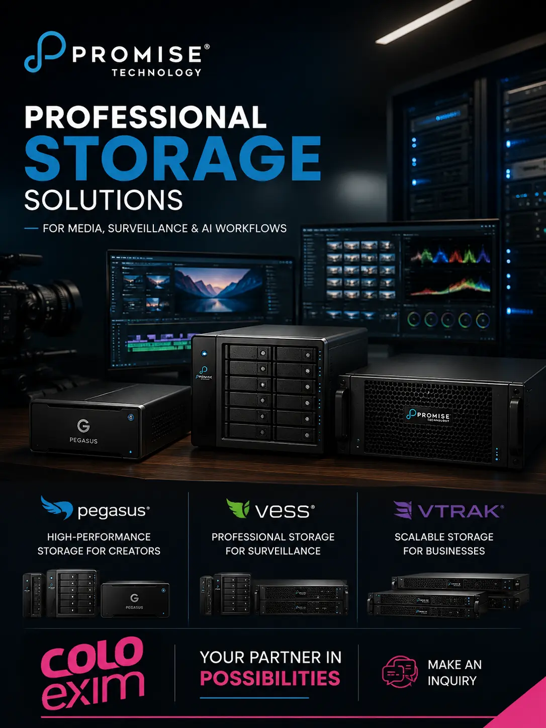 PROMISE Technology professional storage solutions in India - Pegasus, Vess and VTrak | Colo Exim